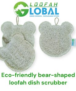 Eco-friendly bear-shaped loofah dish scrubber