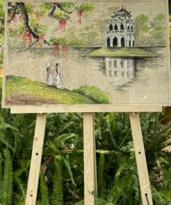 Tranh nghệ thuật Hồ Gươm bằng xơ mướp