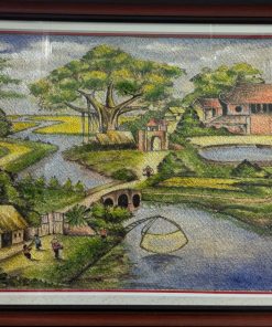 Tranh nghệ thuật đồng quê làm từ xơ mướp