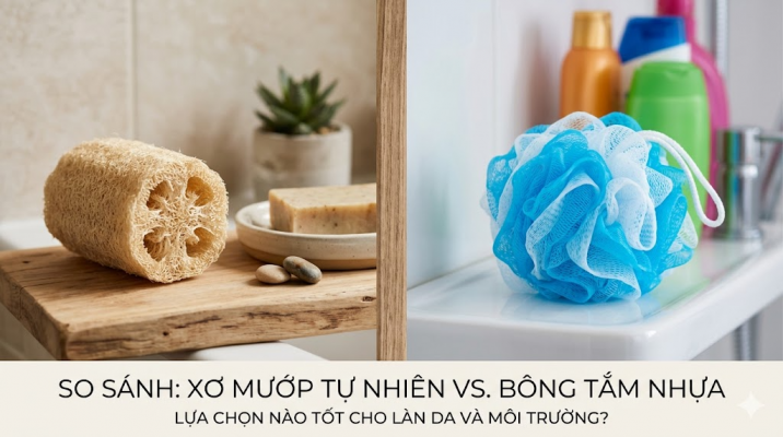 So sánh: Xơ mướp tự nhiên vs. Bông tắm nhựa (Plastic Poufs) – Lựa chọn nào tốt hơn cho bạn?
